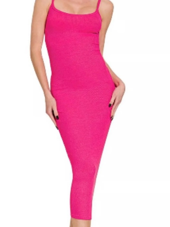 Zenana Outfitters Dresses & Skirts - NWOT Zenana Outfitters Hot Pink Spaghetti Strap Bodycon Midi Dress